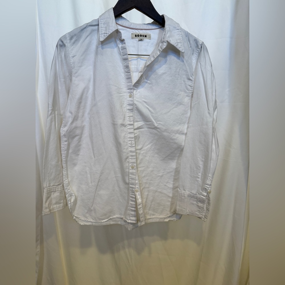 Boden White Casual Button Down Shirt Crisp Cotton